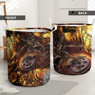 Skull Motorcycle Racing Fast Fire - Laundry Basket - Owl Ohh - Owl Ohh