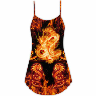 Dragon And Fireball Madness - V-neck Sleeveless Cami Dress - Owl Ohh - Owl Ohh