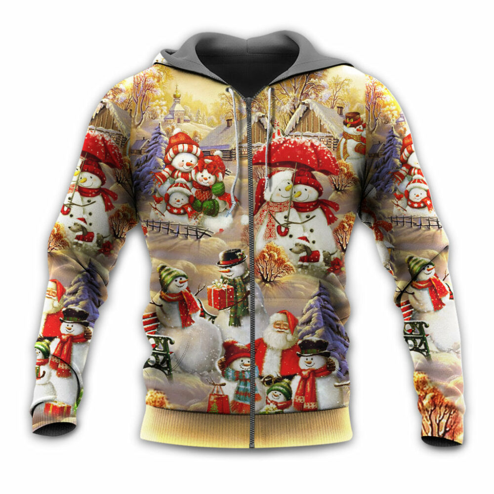 Christmas Snowman Couple Love Xmas - Hoodie - Owl Ohh - Owl Ohh