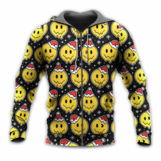Christmas Smile Happy Face With Santa Hat - Hoodie - Owl Ohh - Owl Ohh