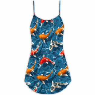 Koi Fish Swim Artificial Ponds - V-neck Sleeveless Cami Dress - Owl Ohh - Owl Ohh