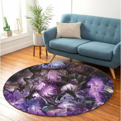 Skull Dragon Love Life Purple - Round Mat - Owl Ohh - Owl Ohh