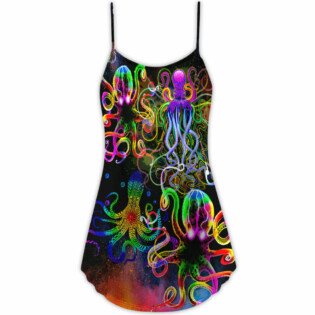 Octopus With Jellyfish Sea Life - V-neck Sleeveless Cami Dress - Owl Ohh - Owl Ohh