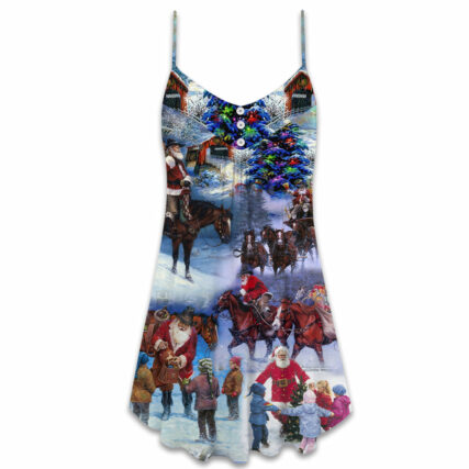 Santa Cowboy Christmas Love Children - V-neck Sleeveless Cami Dress - Owl Ohh - Owl Ohh