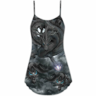 Dragon Always Be A Dragon - V-neck Sleeveless Cami Dress - Owl Ohh - Owl Ohh
