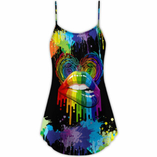 LGBT Lips The Color Of Happiness - V-neck Sleeveless Cami Dress - Owl Ohh - Owl Ohh