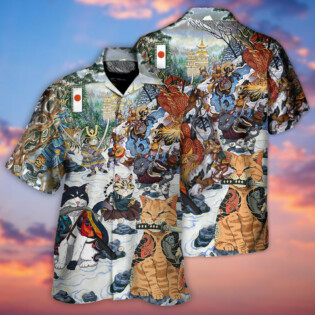 Samurai Cats - A Small Measure of Peace - Hawaiian Shirt - Owl Ohh for men and women, kids - Owl Ohh
