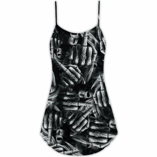 Skull Life Is The Whisper Of The Death - V-neck Sleeveless Cami Dress - Owl Ohh - Owl Ohh