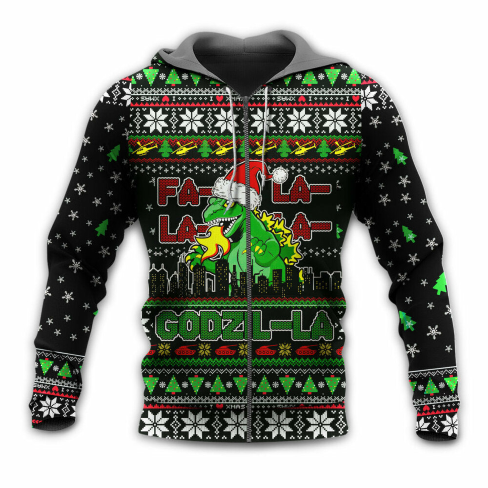 Christmas Godzila Falalalala Xmas - Hoodie - Owl Ohh - Owl Ohh