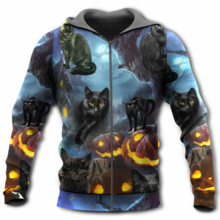 Halloween Black Cat Dark Night Style - Hoodie - Owl Ohh - Owl Ohh