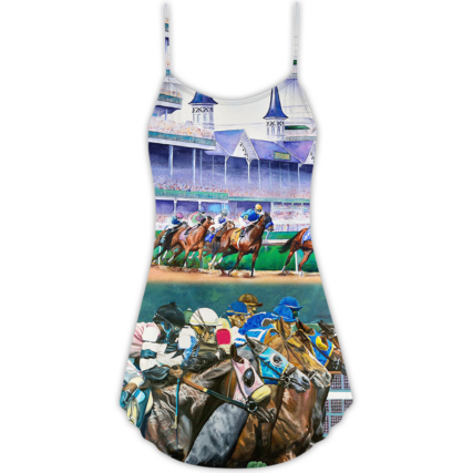 Horse Racing Love Road We Love Amazing Style - V-neck Sleeveless Cami Dress -Owl Ohh - Owl Ohh