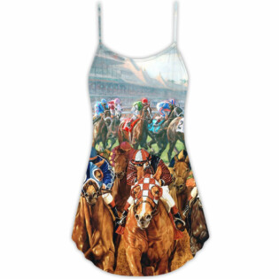 Horse Racing Wild Power - V-neck Sleeveless Cami Dress - Owl Ohh - Owl Ohh