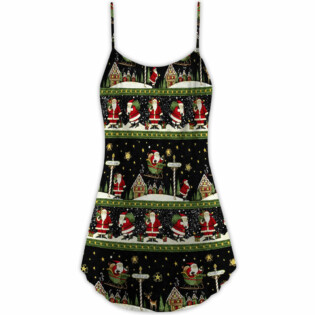 Christmas Santa Claus Big Night - V-neck Sleeveless Cami Dress - Owl Ohh - Owl Ohh