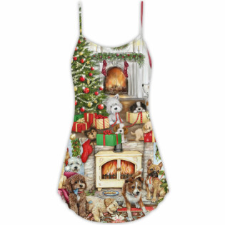 Christmas Dog Lover Merry Lovely Xmas - V-neck Sleeveless Cami Dress - Owl Ohh - Owl Ohh