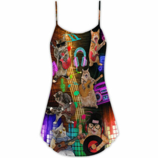 Cat Rocker Lovely Style - V-neck Sleeveless Cami Dress - Owl Ohh - Owl Ohh