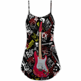Christmas Love Guitar Rock Soul - V-neck Sleeveless Cami Dress - Owl Ohh - Owl Ohh