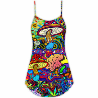 Hippie Mushroom Colorful Lover - V-neck Sleeveless Cami Dress - Owl Ohh - Owl Ohh