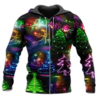 Christmas Neon Art Christmas Tree And Snowman - Hoodie - Owl Ohh - Owl Ohh