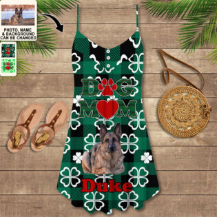 St Patrick's Day Dog Mom Love Heart Custom Photo Pesonalized - V-neck Sleeveless Cami Dress - Personalized Photo Gifts - Owl Ohh