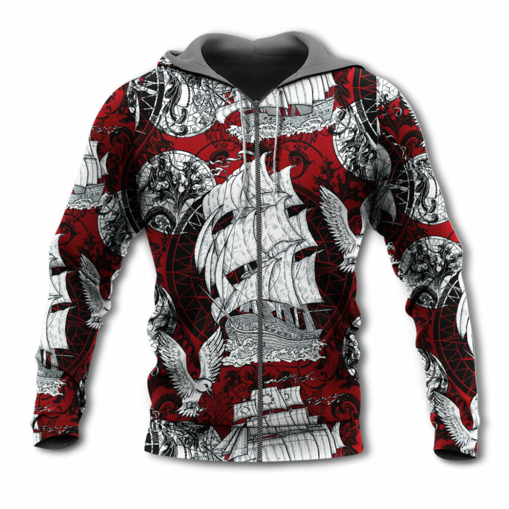 Sailing Ship Old Vintage Anchor Sea Life - Hoodie - Owl Ohh - Owl Ohh