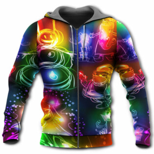 Christmas Santa Claus Tree Snowman Neon Light Style - Hoodie - Owl Ohh - Owl Ohh