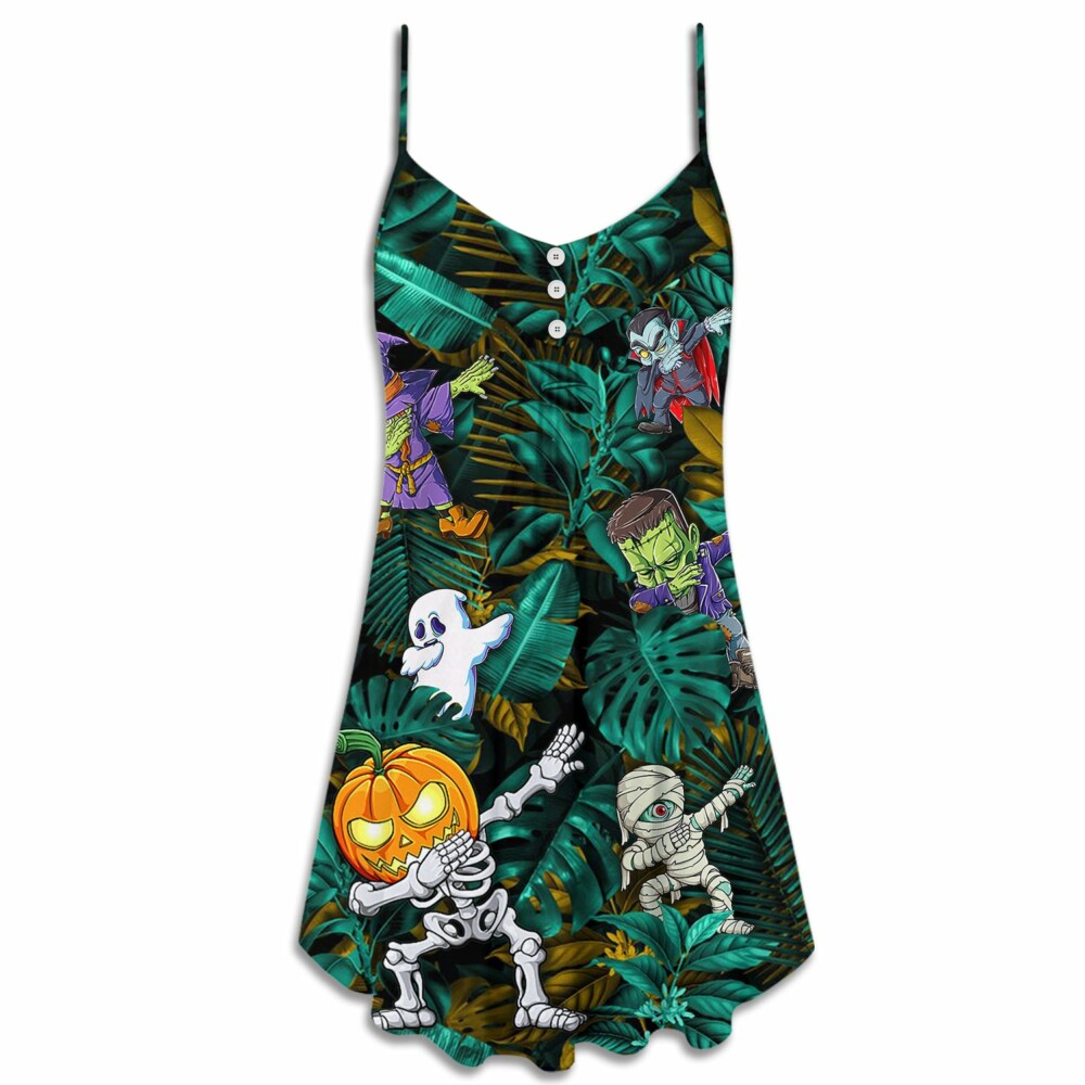 Halloween Dabbing Skeleton Zombie Style - V-neck Sleeveless Cami Dress - Owl Ohh - Owl Ohh