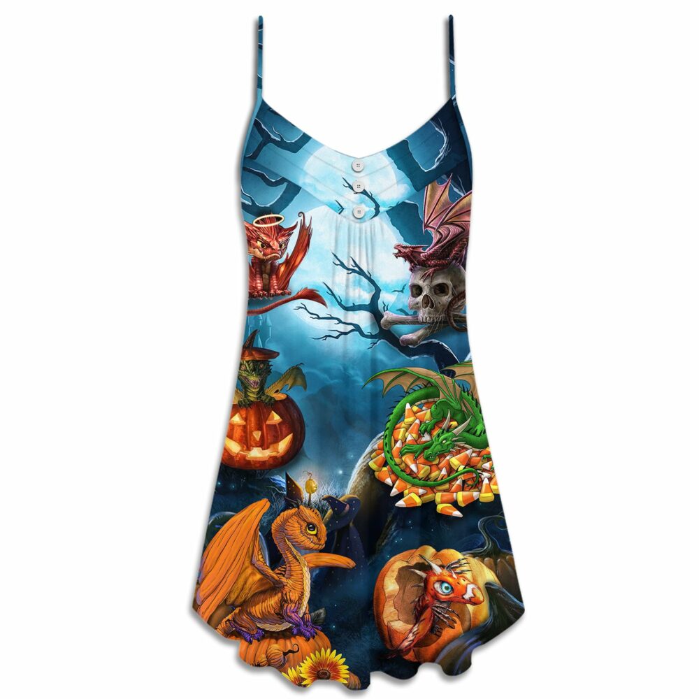 Halloween Pirate Skeleton Scary - V-neck Sleeveless Cami Dress - Owl Ohh - Owl Ohh