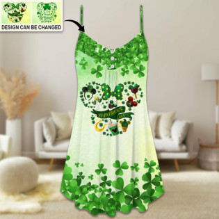 ST Patrick's Day Shamrock Watercolor Happy ST Patrick's Day Special Gift - V-neck Sleeveless Cami Dress - Personalized Photo Gifts - Owl Ohh