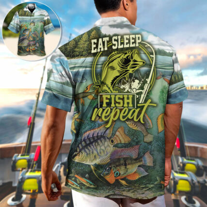 Fishing Eat Sleep Fish And Repeat - Hawaiian Shirt - Owl Ohh-Owl Ohh