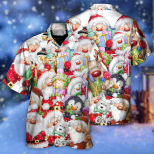 Christmas Santa And Friends Happy Together - Hawaiian Shirt - Owl Ohh - Owl Ohh