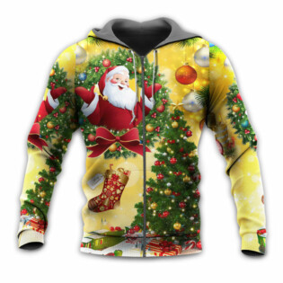 Christmas Tree Yellow Santa Claus - Hoodie - Owl Ohh - Owl Ohh