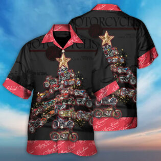 Christmas Motorcycle Tree Retro Style - Hawaiian Shirt - Owl Ohh for men and women, kids - Owl Ohh