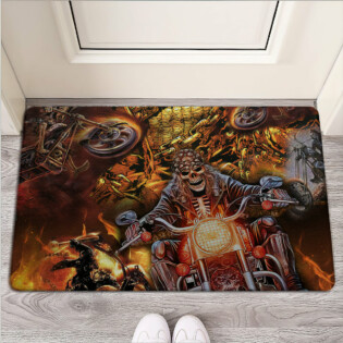 Skull Motorcycle Racing Fast Fire - Doormat - Owl Ohh - Owl Ohh