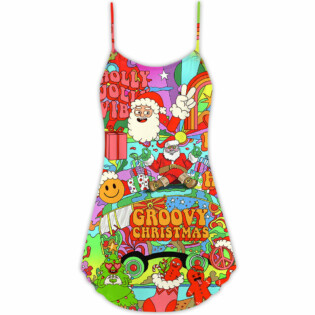 Christmas Hippie Santa Bus Peace - V-neck Sleeveless Cami Dress - Owl Ohh - Owl Ohh