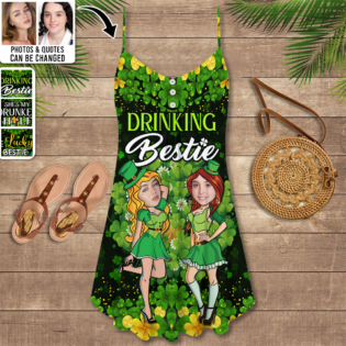 St Patrick's Day Lucky Besties Friends Custom Photo - V-neck Sleeveless Cami Dress - Personalized Photo Gifts - Owl Ohh