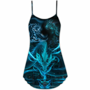 Dragon Blue Lighting And The Witch - V-neck Sleeveless Cami Dress - Owl Ohh - Owl Ohh