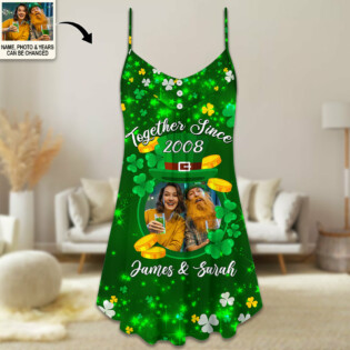 ST Patrick's Day Together Since Couple Gift Custom Photo Personalized - V-neck Sleeveless Cami Dress - Personalized Photo Gifts - Owl Ohh