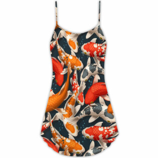 Koi Fish Swimming Colorful Crap - V-neck Sleeveless Cami Dress - Owl Ohh - Owl Ohh