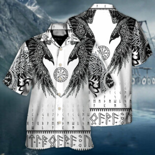 Viking Black Runic Raven Scandinavian - Hawaiian Shirt - Owl Ohh - Owl Ohh