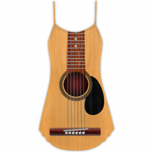Guitar Amazing Music Basic Yellow Guitar - V-neck Sleeveless Cami Dress - Owl Ohh - Owl Ohh
