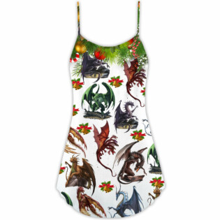 Dragon Merry Christmas Art - V-neck Sleeveless Cami Dress - Owl Ohh - Owl Ohh