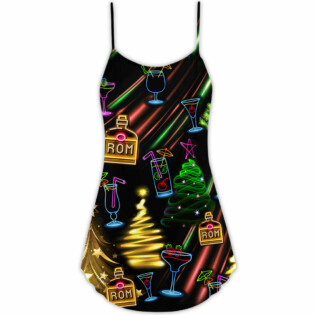 Wine Rum Christmas Neon Art Drinking - V-neck Sleeveless Cami Dress - Owl Ohh - Owl Ohh