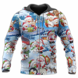 Santa And Snowman Christmas Holiday - Hoodie - Owl Ohh - Owl Ohh