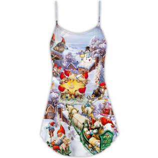 Christmas Oh Santa Claus Gnomes - V-neck Sleeveless Cami Dress - Owl Ohh - Owl Ohh