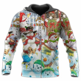 Snowman Happy Farm Holiday Christmas - Hoodie - Owl Ohh - Owl Ohh
