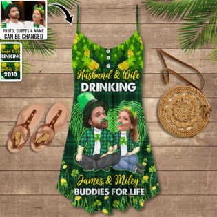 St Patrick's Day Lucky Couple Shamrock Coin Art Custom Photo Personalized - V-neck Sleeveless Cami Dress - Personalized Photo Gifts - Owl Ohh