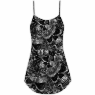 Skull Life's True Face Is The Skull - V-neck Sleeveless Cami Dress - Owl Ohh - Owl Ohh
