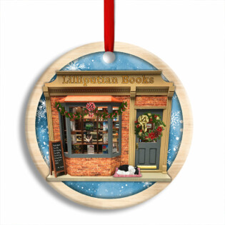 Bookstore Christmas Book And Snowflower - Circle Ornament - Owl Ohh - Owl Ohh