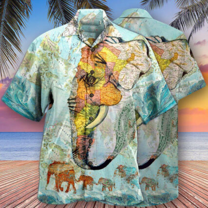 Elephant Map - Hawaiian Shirt - Owl Ohh - Owl Ohh