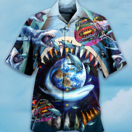 Shark Love Earth - Hawaiian Shirt - Owl Ohh - Owl Ohh
